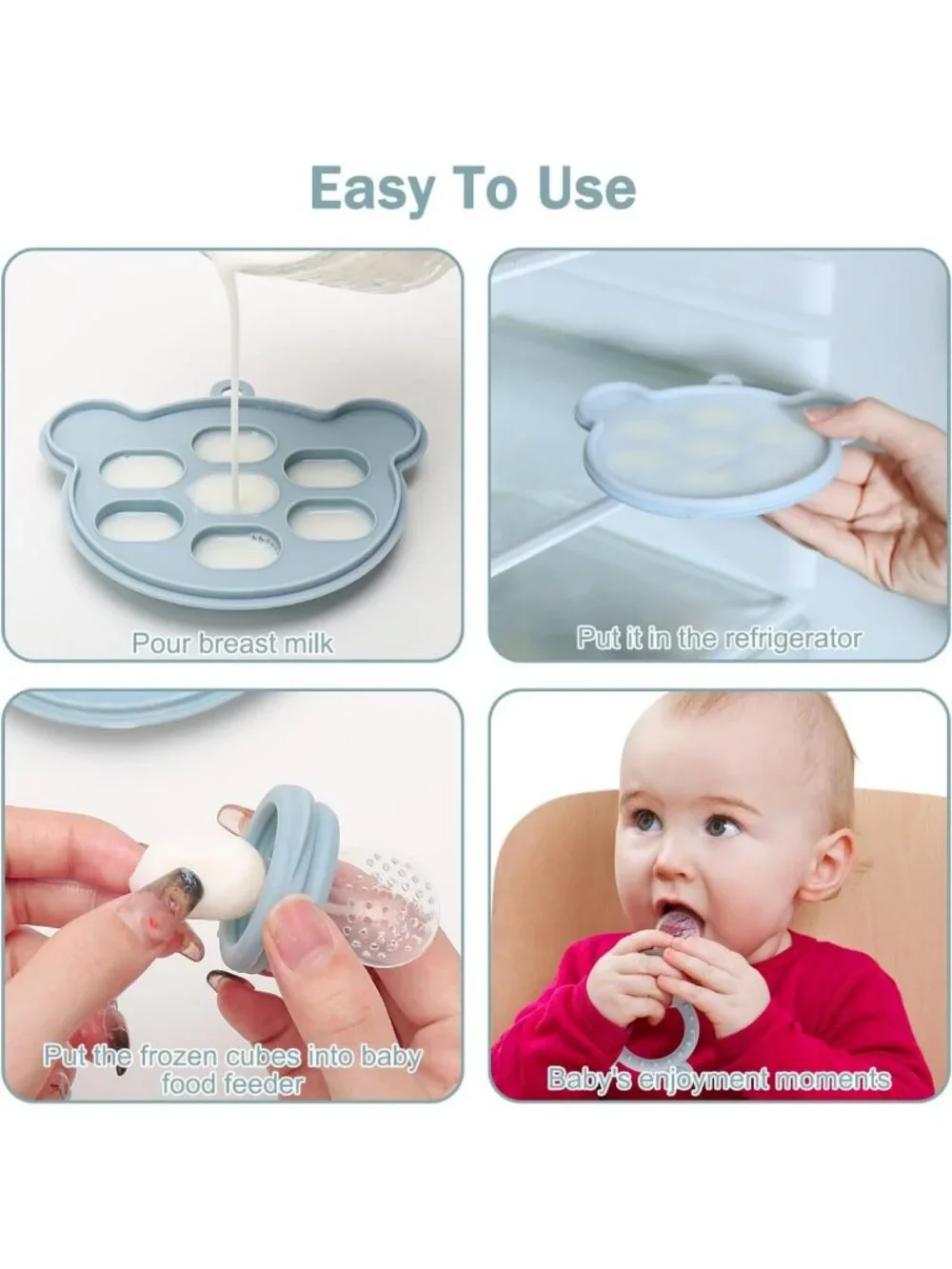 Baby Teething Toy Set with Fruit Feeder & Popsicle Molds | BPA-Free Ice Tray for